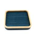 Bamboo jewelry display tray with deep blue velvet lining for rings and earrings - Square Slot Ring Tray / Blue