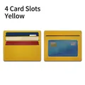 Ginger yellow PU leather slim card holder with four card slots and contrast stitching - 4 Slots Window Style / Ginger Yellow