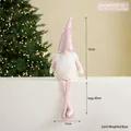 Pink telescopic Christmas gnome with sequin hat and striped legs standing 80cm tall - A410-16 (80CM) Long Leg Gnome