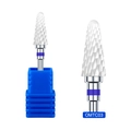 Vista dettagliata della punta per fresa unghie OMTC03 in ceramica con anello blu - Stile Tondo Seghettato ad Anello Blu (OMTC03)