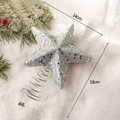 Sparkling silver glitter star tree topper with metal spiral base, 14cm x 18cm size - Silver Beaded Star Topper