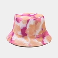 Reversible bucket hat featuring vibrant pink and orange tie-dye cloud patterns for summer - M (56-58cm) / Pink Orange White Tie-dye (14#)