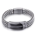 Geflochtenes Herrenarmband aus Edelstahl im Retro-Stil mit mattem Verschluss in Silber - Stahlfarbe (KB91304-BD)