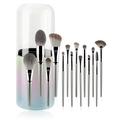 Professional 15-piece makeup brush set with gradient glitter storage tube and clear lid - Chujian Style Makeup Brushes And Translucent Storage Bucket