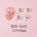 Charm per unghie con fiocco e gemma a cuore ambra in lega d'argento 11x10mm - Base Argento Cuore Ambra (AA22)