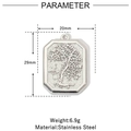 Detail view of silver stainless steel urn pendant with Tree of Life engraving and dimensions - VG736-Tree of Life Box