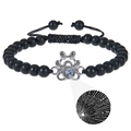 Bracelet perles noir mat avec projection de patte affichant Je t'aime en 100 langues - Bracelet en Pierre Noire Mate