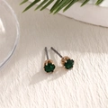 Boucles d'oreilles émeraude en or pour accessoires de fête de Noël mignons - EAR0008-Zirconium Vert