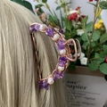 Rose gold hair claw clip featuring natural amethyst chips and pearls on blonde hair - Amethyst + Deep Sea Pearl Rose Gold Hair Claw