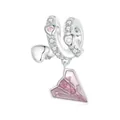 S925 Sterling Silber Anhänger rosa Papierflieger und Herz mit Zirkonia-Steinen - Rosa Papierflugzeug Herz Anhänger (BSC974)