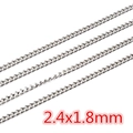 Polished silver stainless steel jewelry chain link variant in 2.4x1.8mm size - CH-07 (2.4x1.8mm) / Steel