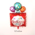 Large 107x63cm gift box foil balloon for birthday party decor with stars and text - Red Balloon Birthday Gift Box
