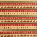 Brown kraft Christmas wrapping paper with red and green gift box and snowflake patterns - Snowflake Gift Box Tree