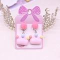 Pink crown clip-on earrings for girls featuring glitter balls and colorful accents - Crown