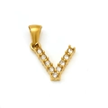 Pendentif lettre V en acier inoxydable doré orné de pierres de zircon brillantes - Lettre V (SP148G-V)