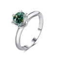 Classic six-prong sterling silver ring featuring a sparkling round green moissanite stone - Adjustable Open / 5-carat Emerald Moissanite (gra Certificate)