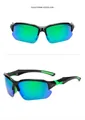Dual view of sports sunglasses featuring a black frame and green polarized mirror lenses - Black Green Frame Green Mirror Lens