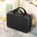 Mini 14-inch black hard-shell cosmetic suitcase with zipper on soft fur rug - 14" / Black