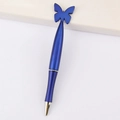 Blue ballpoint pen featuring a decorative butterfly topper and sleek silver accents - Butterfly / Blue