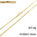 Golden titanium steel snake chain necklace 500x1.5mm with 6g weight and lobster clasp - Gold 500x1.5mm(KN203672-Z)