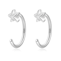 Minimalistische S925 Sterlingsilber Stern C-Ohrringe mit polierter Oberfläche - 925er Silber / Platin (FDEH-034-白金色)