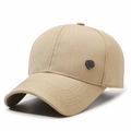 Berretto da baseball kaki da uomo con tessuto strutturato ed emblema in metallo sul lato - Regolabile / Cachi