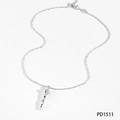 Silver rice-shaped bead chain necklace with creative chili pendant for women - Silver (PD1511)