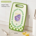 Rectangular plastic cutting board for fruit with grape print and green non-slip edges - Square Grape