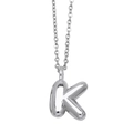 Polished silver letter K balloon pendant necklace with minimalist fine chain - Letter K