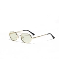 Retro double-bridge metal sunglasses with gradient green lenses and gold frame - Pale Green