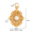 Vintage gold hollow sun pendant featuring a white half-pearl with dimensions 18x16mm - Retro Hollow Pendant White Faux Pearl