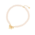 Lange Perlenkette mit goldenem Schleifenanhänger und zweilagiger Quastenkette im Trend - 2# Halskette (Einlagige Perle Schleife)