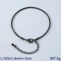 Minimalistische zwarte roestvrijstalen slangenketting armband 1,4mm breedte - 165mm x 1.4mm + 5cm / Zwart