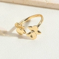 Detailed top view of 14K gold plated flower ring with sparkling zircon stones - Flower Style-2 (JZ0349-5)