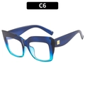 Blue-green gradient cat-eye square glasses frame with gold metal temple accent - Blue Green Gradient