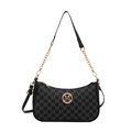 Women's black monogram underarm bag with golden M logo and chain strap detail - Black