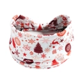 Close-up of red Christmas pattern with reindeer and snowflakes on a white yoga headband - Style 23 (Christmas)
