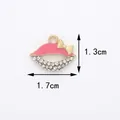 Pink enamel lip pendant with gold bow and cubic zirconia crystals, size 1.7cm x 1.3cm - Rose Red Lips (1.7CM×1.3CM)