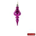 Addobbo natalizio magenta a goccia con strisce glitterate argento e cordino dorato - 12x4cm Forma a Guglia / Viola Lucido con Strisce Argento
