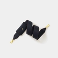 Dark blue grainy leather wide shoulder strap with elegant gold swivel metal buckles - Blue Gold Buckle