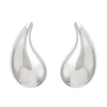 Symmetric pair of teardrop stud earrings in polished silver stainless steel finish - Steel Color Water Drop (N-982)
