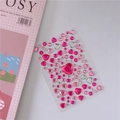 Detail of pink and silver acrylic heart-shaped gem stickers for children's DIY crafts - No.5 (Rose Red)