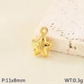 Ciondolo a stella in acciaio inossidabile placcato oro 18K con incisione Fu 11x8mm - Stile Stella con Carattere Fu Dorata(KLJ10047-Z) / 11x8mm
