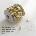 Catena di perle e stelle dorate natalizie per gioielli fai da te lunghezza 10m - 10m / Stile Stella Dorata (ZD15)