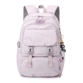 Mochila escolar violeta pastel para niñas con estampado de oso y colgante de peluche - Púrpura claro (con colgante)