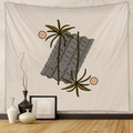 Detail view of Boho wall tapestry featuring abstract palm tree and geometric sun patterns - Billion (72)