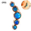 Rose gold ear crawler with five graduated blue opals in a curved surgical steel design - Rose Gold - OP05 Opal Curved