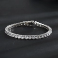 Classic silver-plated tennis bracelet with sparkling round-cut cubic zirconia stones - Width 5mm/Length 18cm / White Gold