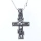 Colgante de cruz geométrica plateada con un elegante acabado de estilo vikingo industrial - Estilo de Cruz Geométrica en Capas (B0205) / Plateado