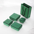 Emerald green jewelry gift box set with matching paper bag and gold jewelry lettering - Green